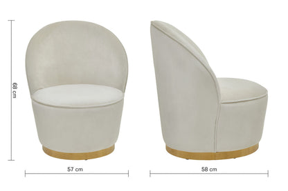 Tamra Cream Velvet Kids Tub Chair
