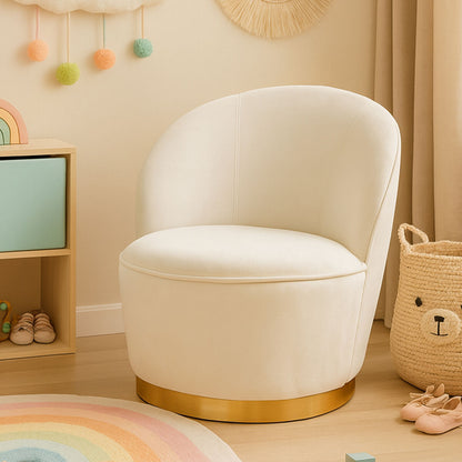 Tamra Cream Velvet Kids Tub Chair