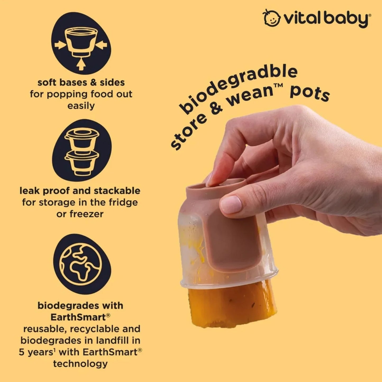 Pots de conservation et de sevrage Vital Baby Nourish 120 ml, lot de 4