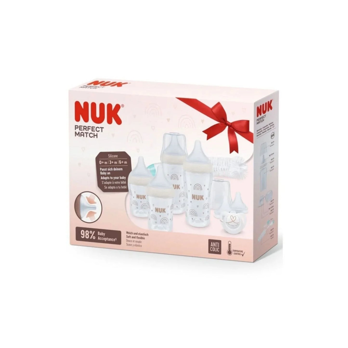 Coffret de démarrage NUK Anti-Coliques Perfect Match (7 unités) - Arc-en-ciel