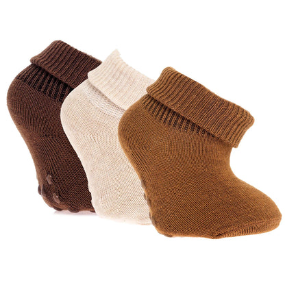 HelloBaby Unisex Pack of 3 Socks - Beige