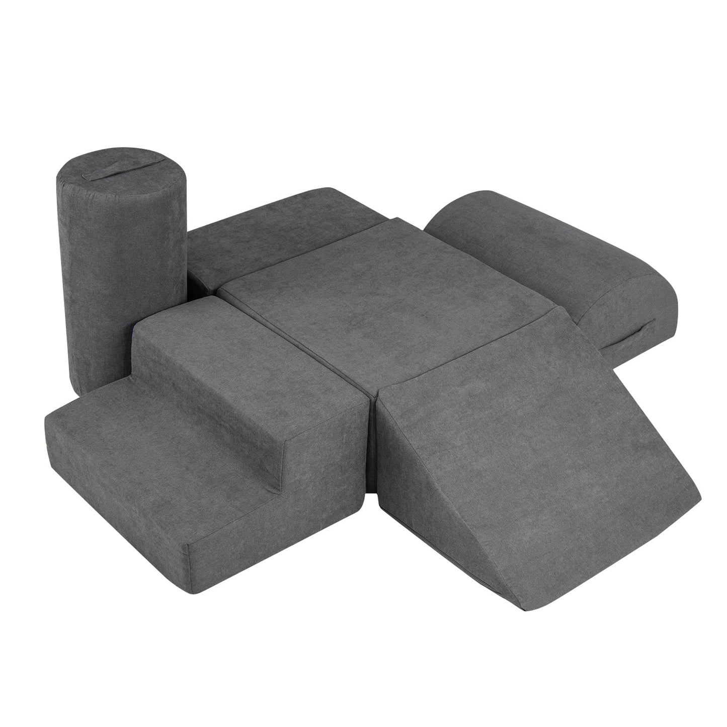 6-Piece Baby Climbing Blocks with Skin-Friendly Chenille Fabric-Grey