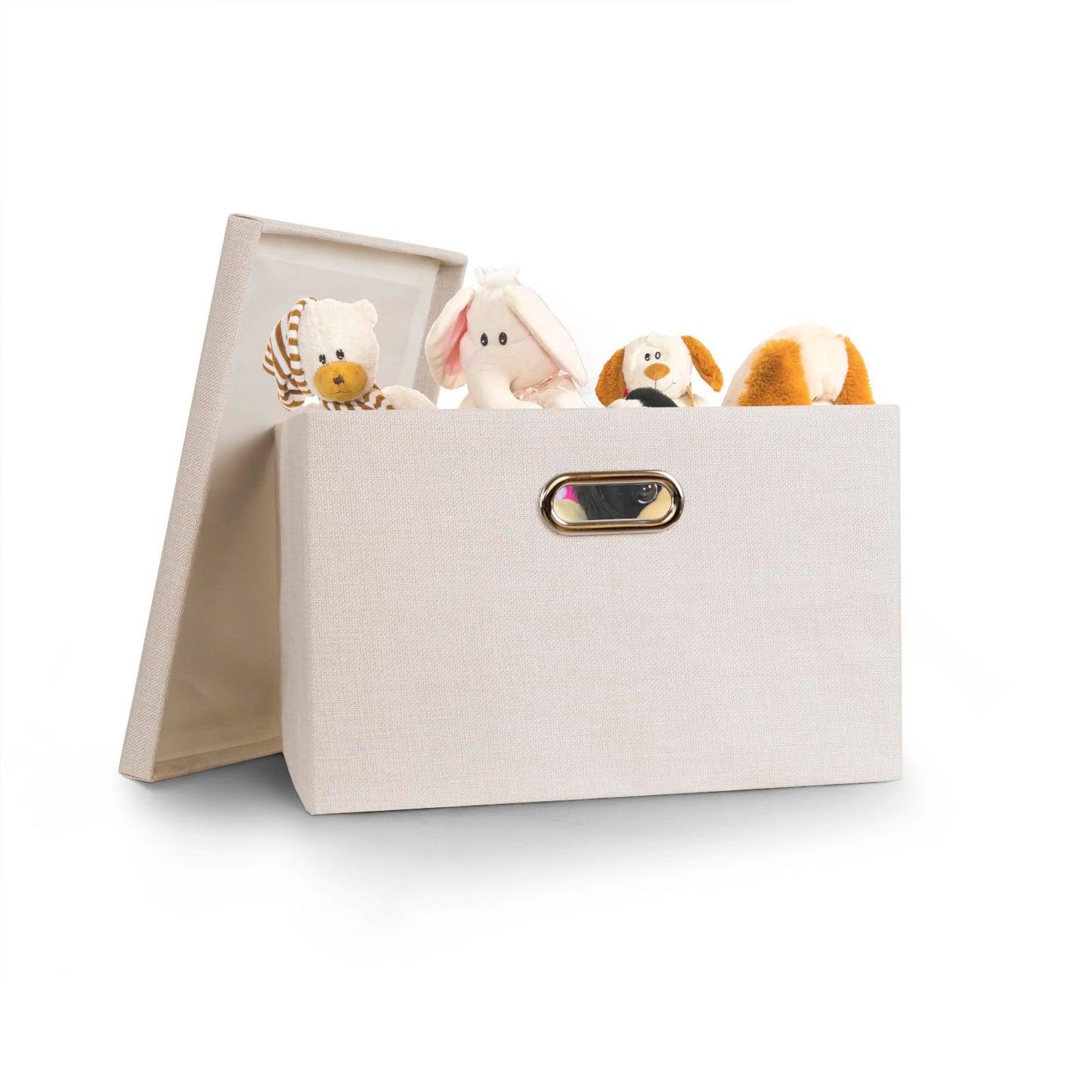 Wintao Storage Boxes with Lids, Storage Baskets for Shelves Toy Box Collapsible Fabric Bins Home & Office Beige Extra Large 44 x 31 x 29 cm 3 Pack