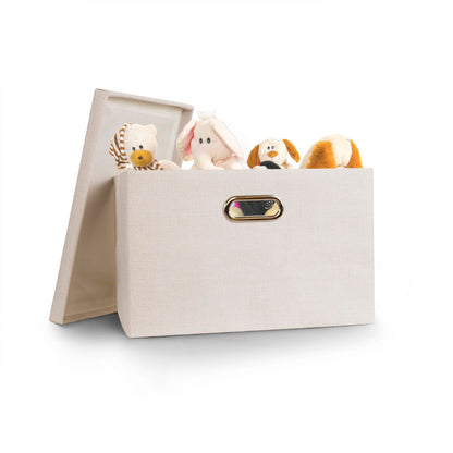 Wintao Storage Boxes with Lids, Storage Baskets for Shelves Toy Box Collapsible Fabric Bins Home & Office Beige Extra Large 44 x 31 x 29 cm 3 Pack