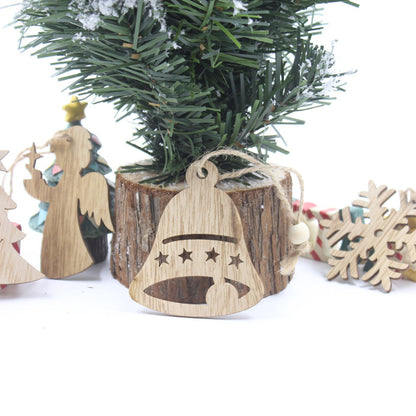Pendentif décoratif en bois en forme de flocon de neige et d'élan pour Noël