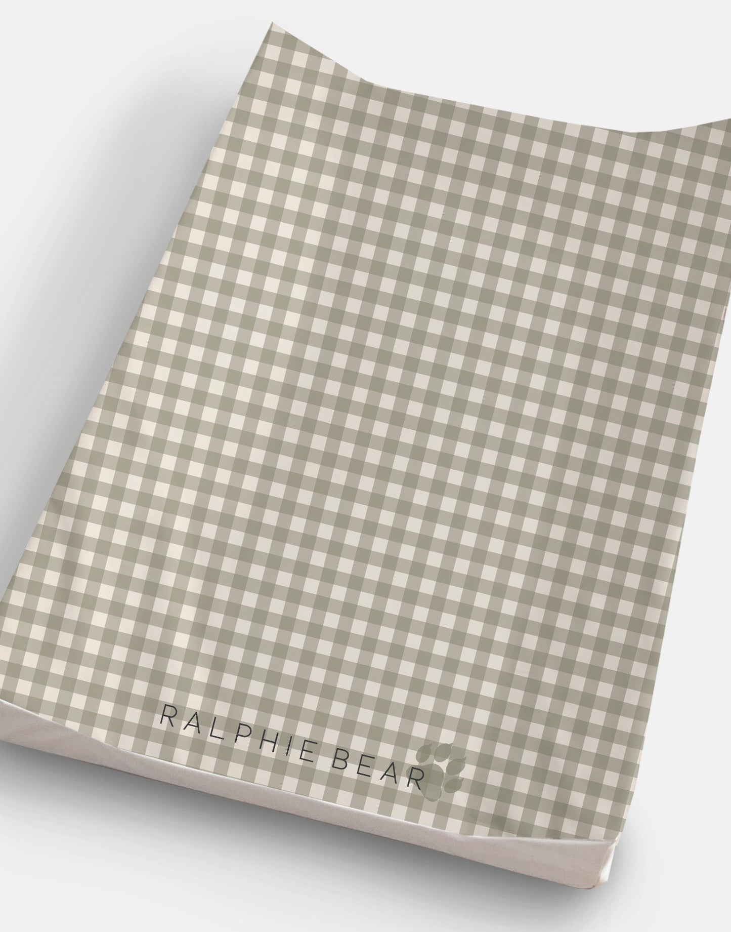 Gingham Sage Green Anti Roll Wedge Baby Changing Mat