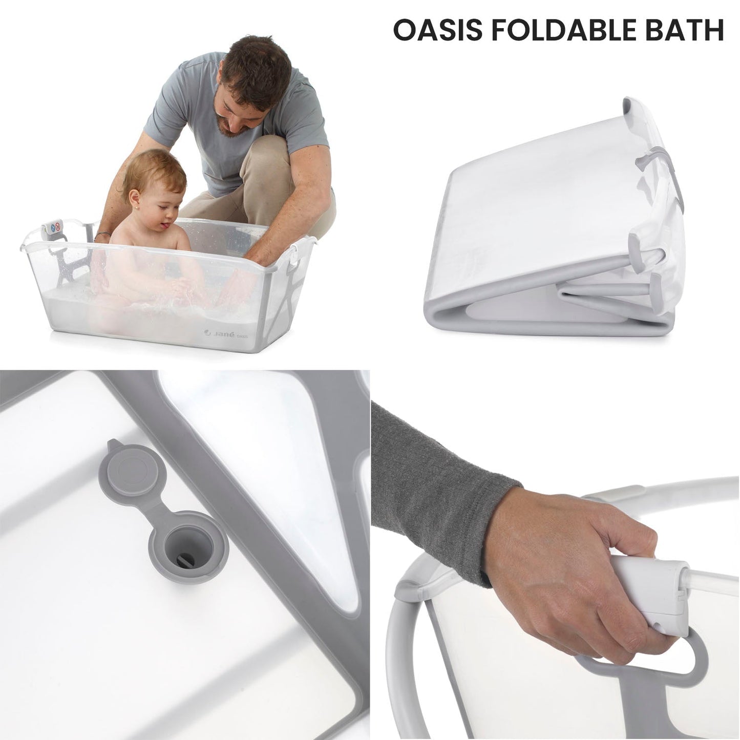 Jane Oasis Folding Bathtub, Pale