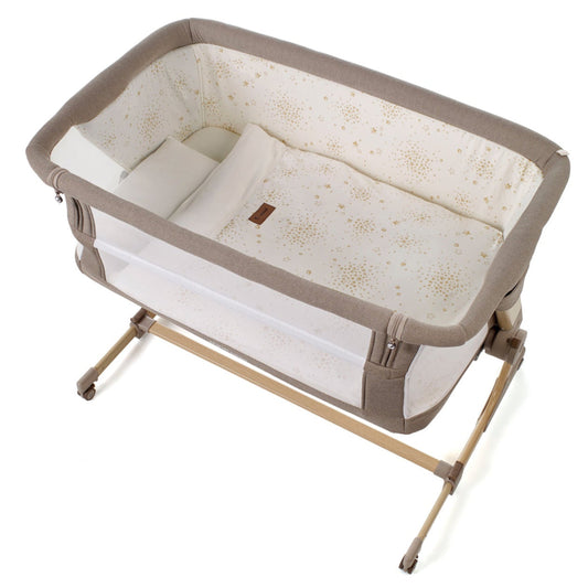 Jane Baby Side Crib + 4 Piece Bedding Set & Safety Mattress, Nature Edition