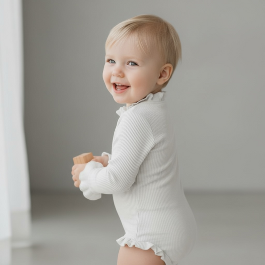Ribbed Ruffle Romper & Headband Set
