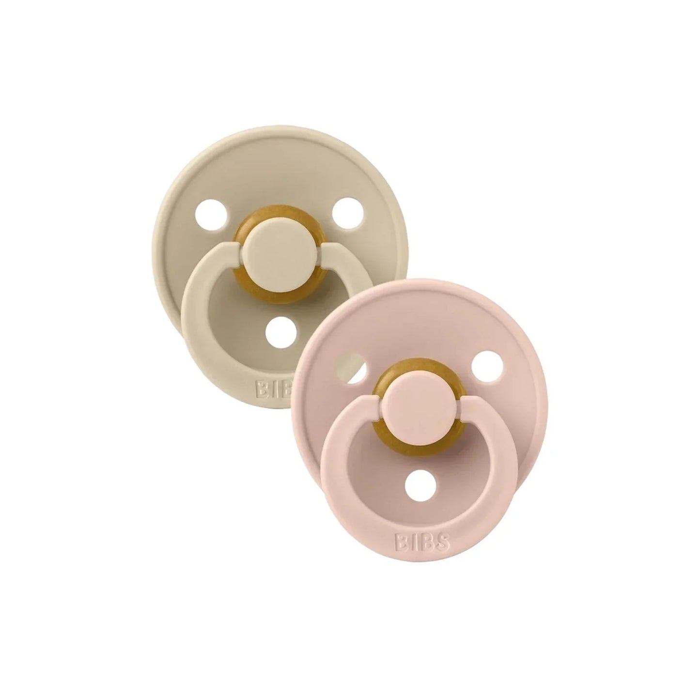Sucettes en latex colorées BIBS, 6 mois et plus, lot de 2 - Vanille et Rose