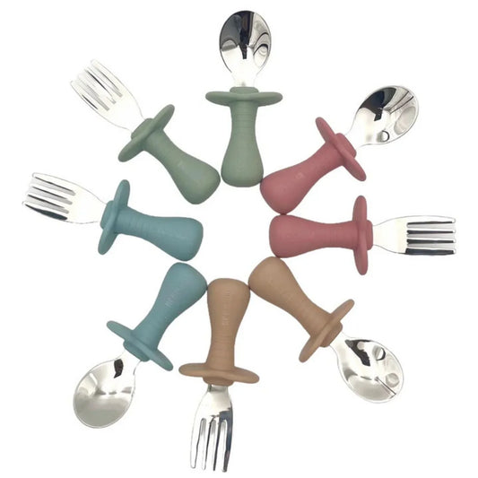 Ensemble de couverts pour tout-petits BLW Essentials - Rose poudré