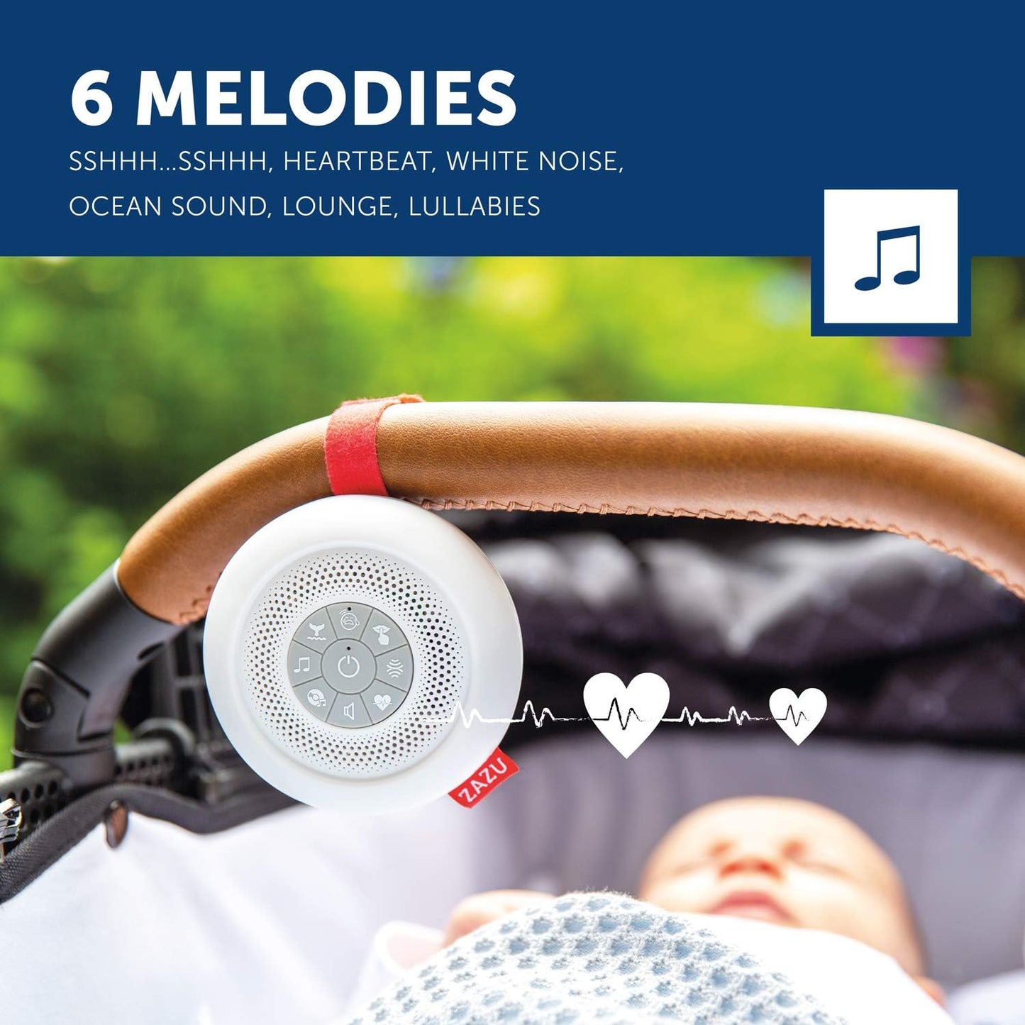 ZAZU Suzy Portable Baby Soother With White Noise & Cry Sensor