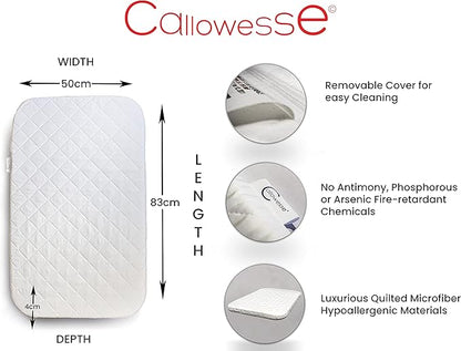Callowesse Next2Me Mattress | Soft Quilted Microfibre Baby Crib Mattress | Hypoallergenic, Breathable & Machine Washable - 83x50cm