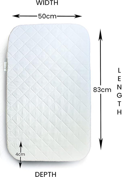 Callowesse Next2Me Mattress | Soft Quilted Microfibre Baby Crib Mattress | Hypoallergenic, Breathable & Machine Washable - 83x50cm