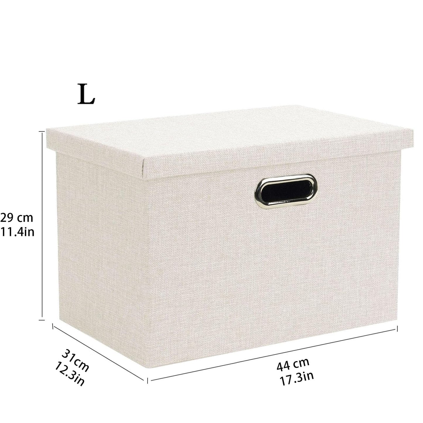 Wintao Storage Boxes with Lids, Storage Baskets for Shelves Toy Box Collapsible Fabric Bins Home & Office Beige Extra Large 44 x 31 x 29 cm 3 Pack