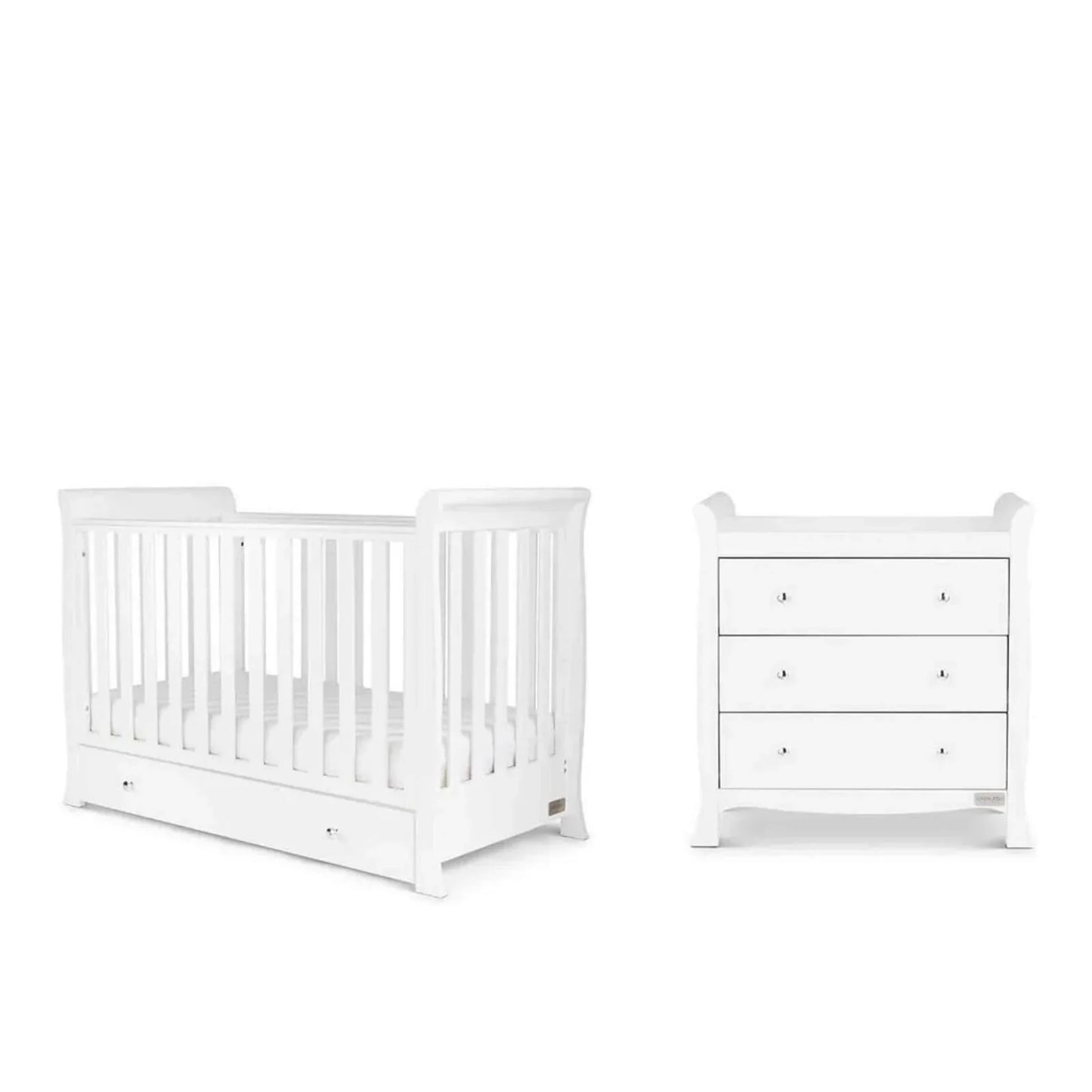 Ickle Bubba Snowdon 4 in 1 Mini 2 Piece Furniture Set White - Premium Sprung Mattress