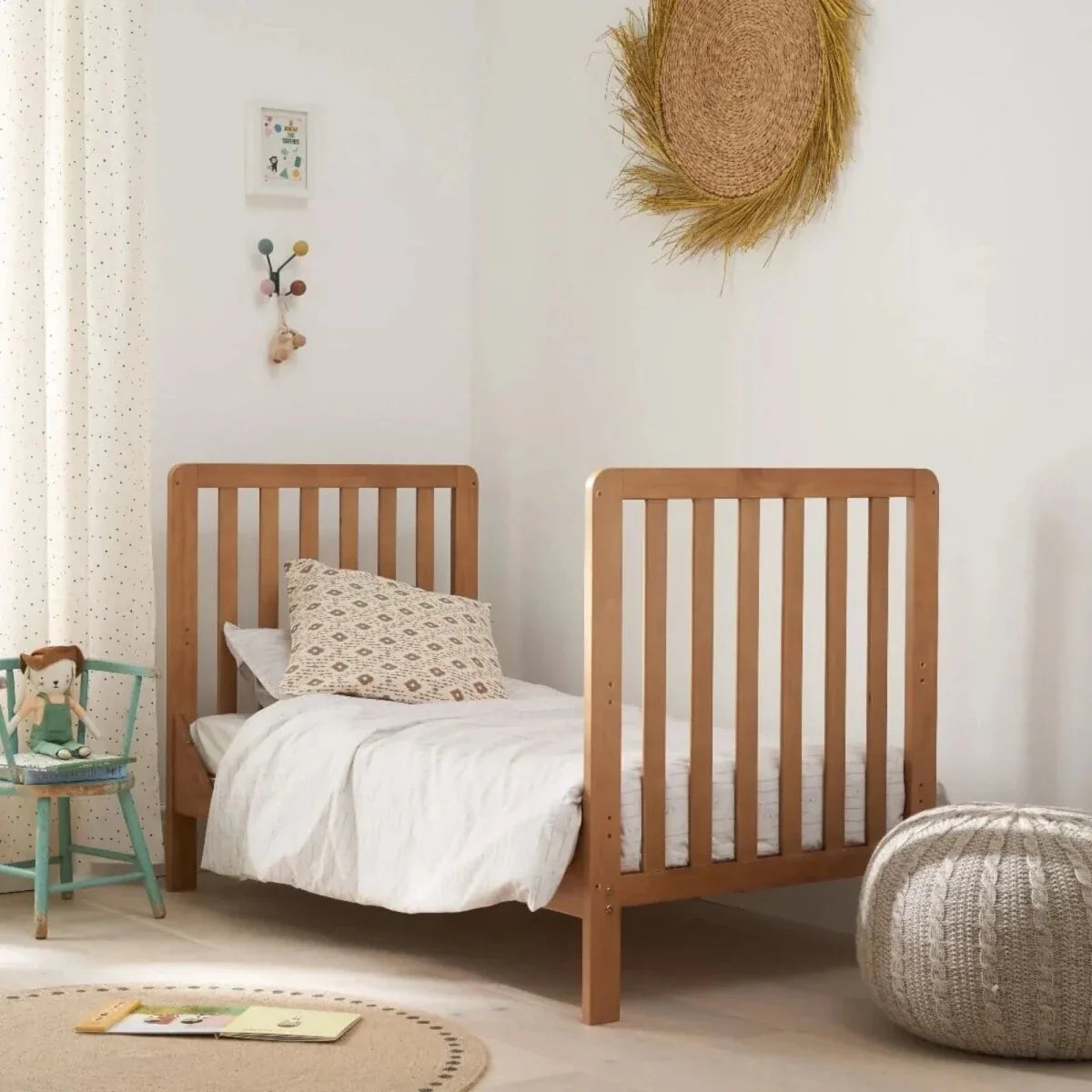 Tutti Bambini Malmo Cot Bed with Rio 3 pcs Furniture Set - Dove Grey/Honey Oak
