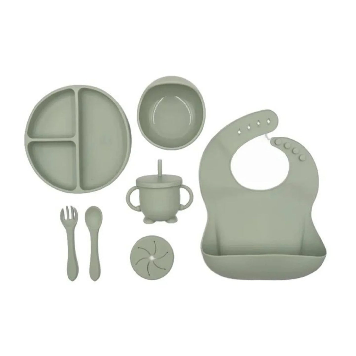 Ensemble d'alimentation en silicone BLW Essentials - Sauge