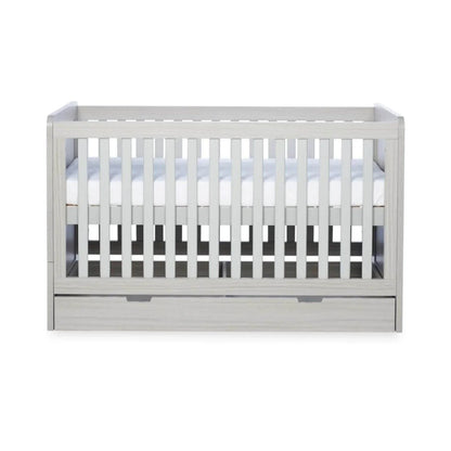 Ickle Bubba Pembrey Cot Bed & Under Drawer Ash Grey - Without Mattress