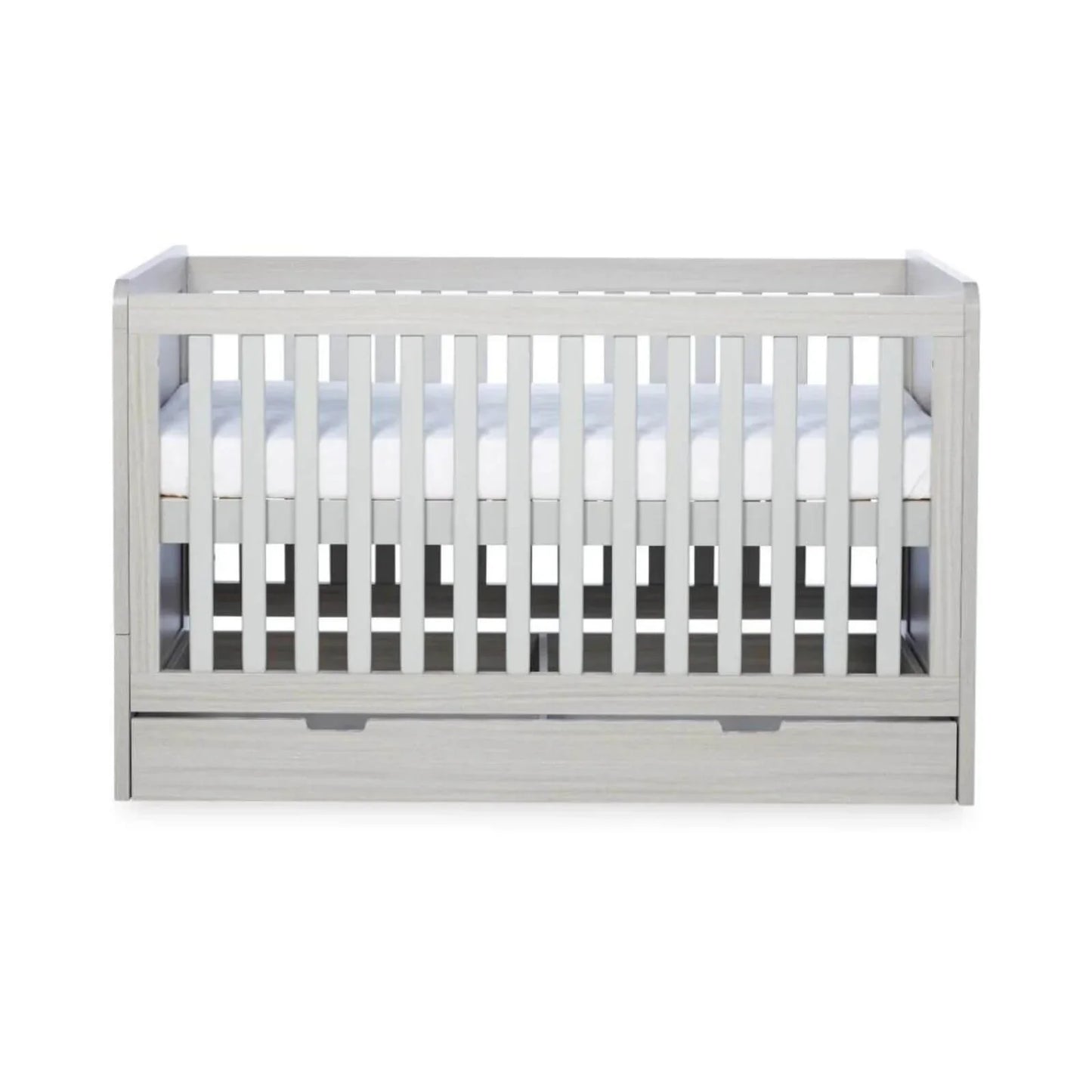 Ickle Bubba Pembrey Cot Bed & Under Drawer Ash Grey - Premium Pocket Sprung Mattress