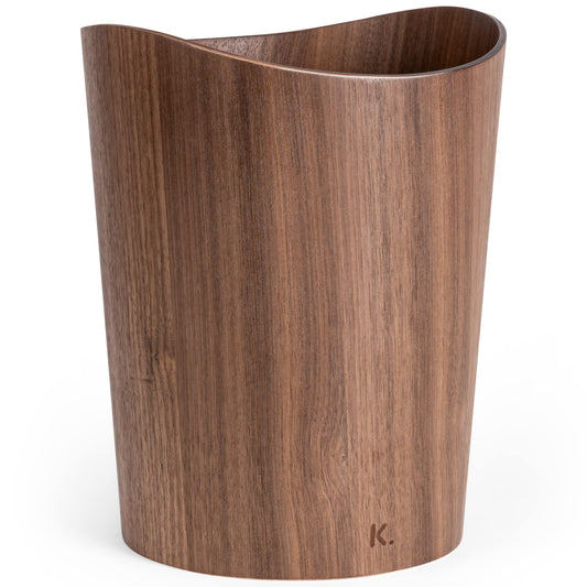 Kazai. Real Wood Waste Paper Bin Brje | Wooden Paper Basket for Office, Kids' Room, Bedroom and more | 9 liters | Walnut