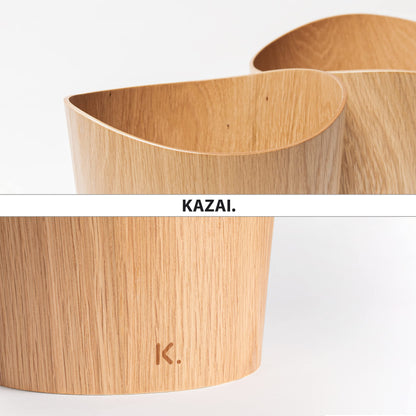 Kazai. Real Wood Waste Paper Bin Brje | Wooden Paper Basket for Office, Kids' Room, Bedroom and more | 9 liters | Oak