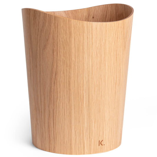 Kazai. Real Wood Waste Paper Bin Brje | Wooden Paper Basket for Office, Kids' Room, Bedroom and more | 9 liters | Oak