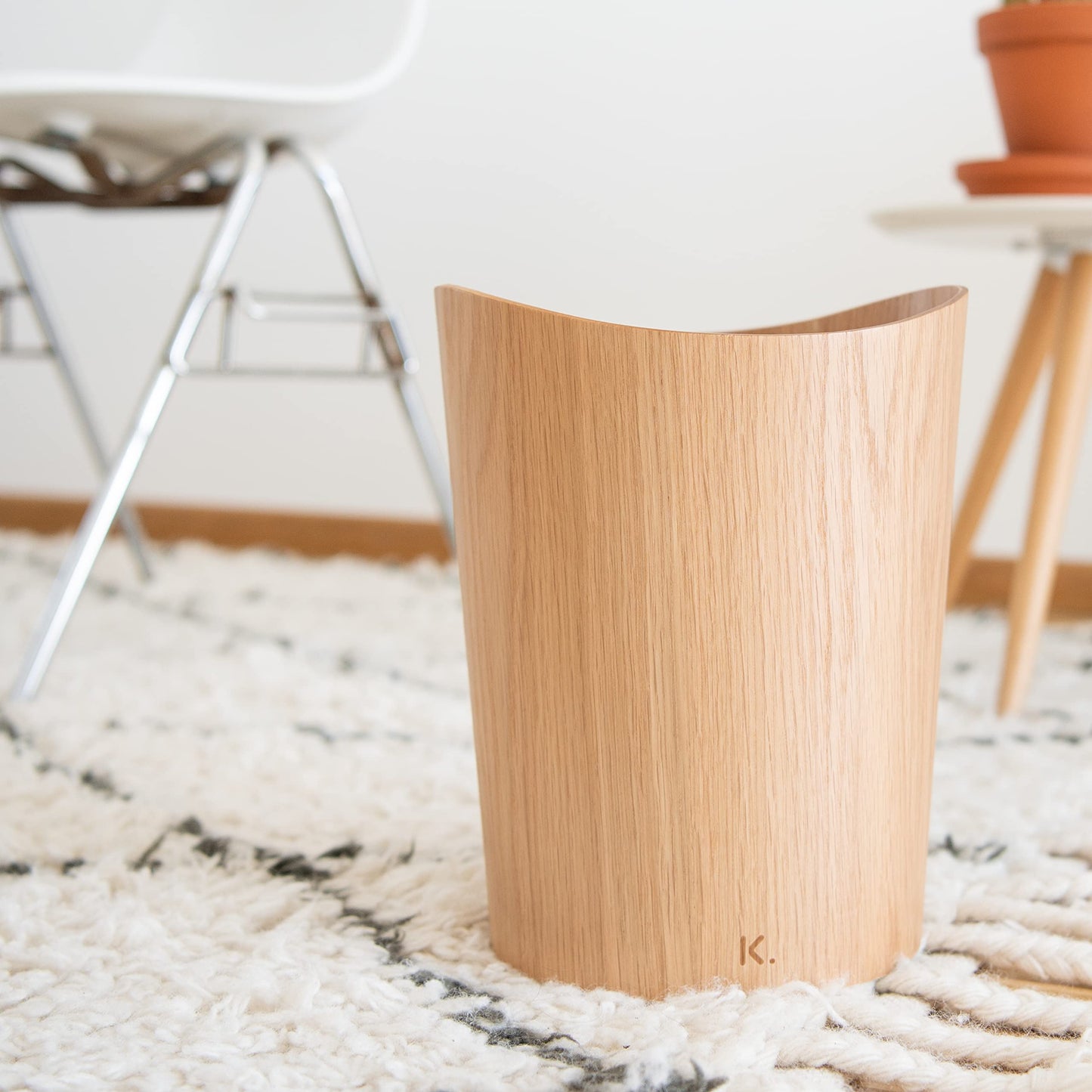 Kazai. Real Wood Waste Paper Bin Brje | Wooden Paper Basket for Office, Kids' Room, Bedroom and more | 9 liters | Oak
