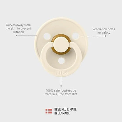 Sucettes en latex colorées BIBS 0-6 mois, lot de 2 - Vanille et Nuage