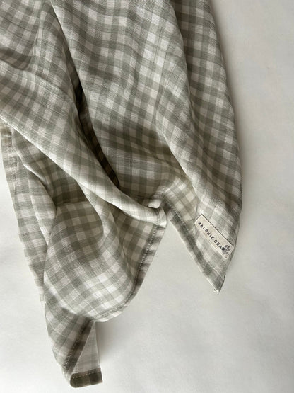 Gingham Sage Large Swaddle Muslin