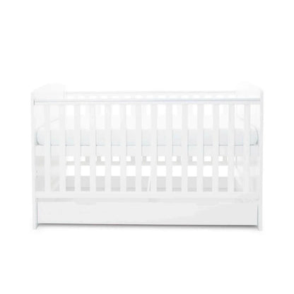 Ickle Bubba Coleby Classic Cot Bed & Under Drawer White - Fibre Mattress