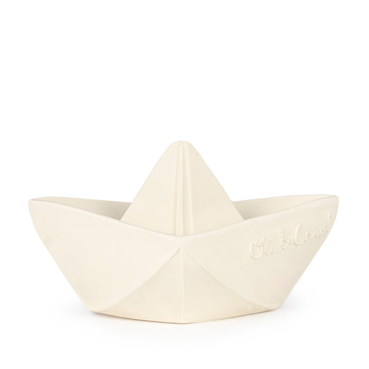 Oli & Carol Origami Boat Natural Rubber Bath Toy White