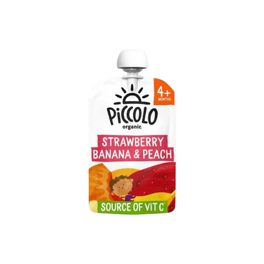 Piccolo Bio Fraise Banane &amp; Pêche 4+ mois 100g