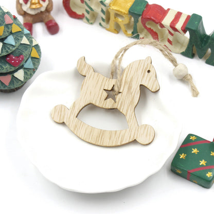 Pendentif décoratif en bois en forme de flocon de neige et d'élan pour Noël