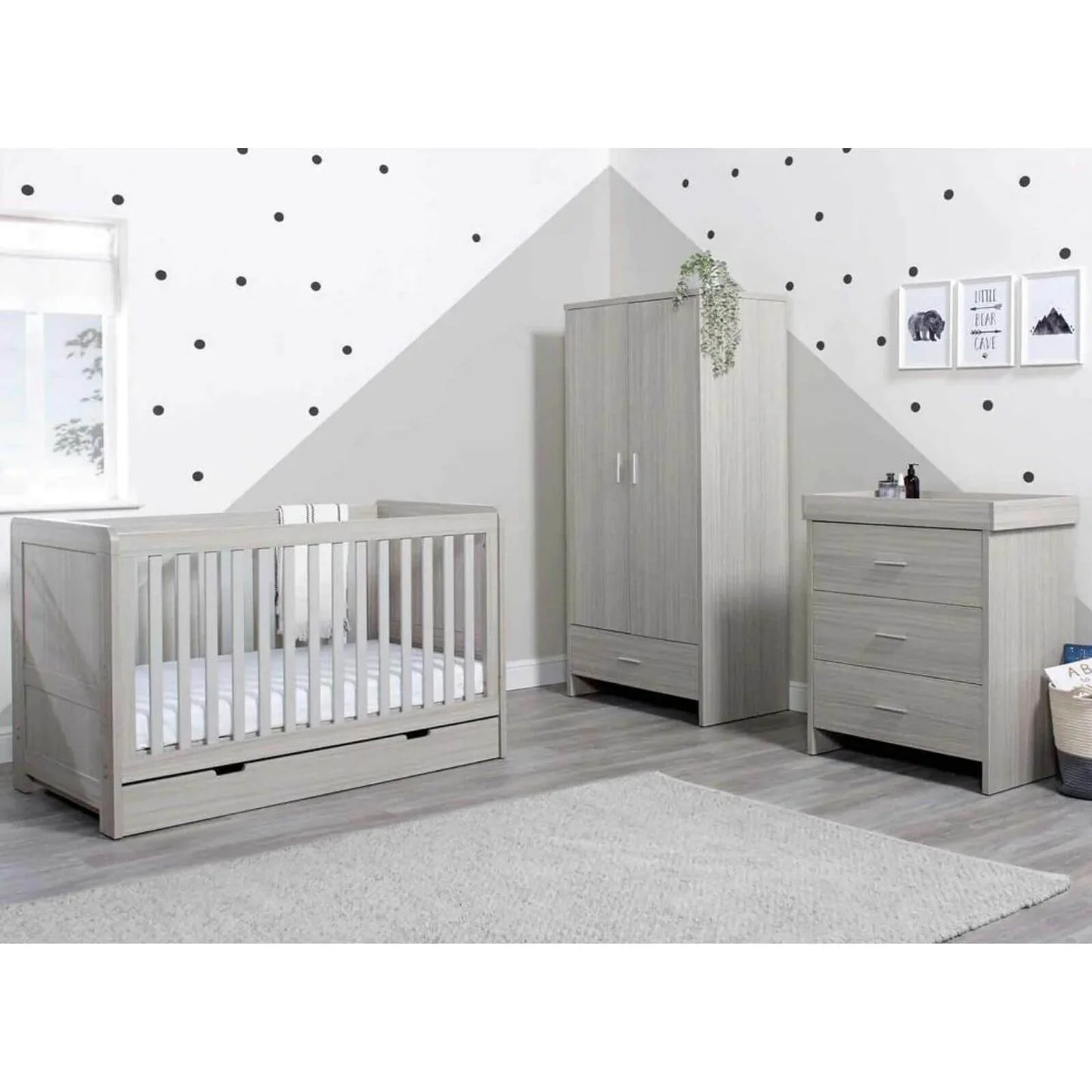 Ickle Bubba Pembrey Furniture Set Under Drawer Ash Grey 3 pcs - Premium Sprung Mattress