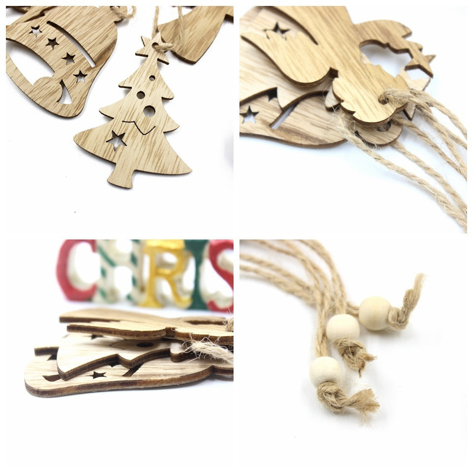 Pendentif décoratif en bois en forme de flocon de neige et d'élan pour Noël