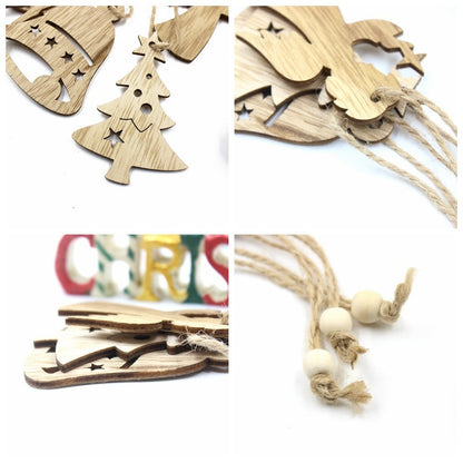 Pendentif décoratif en bois en forme de flocon de neige et d'élan pour Noël