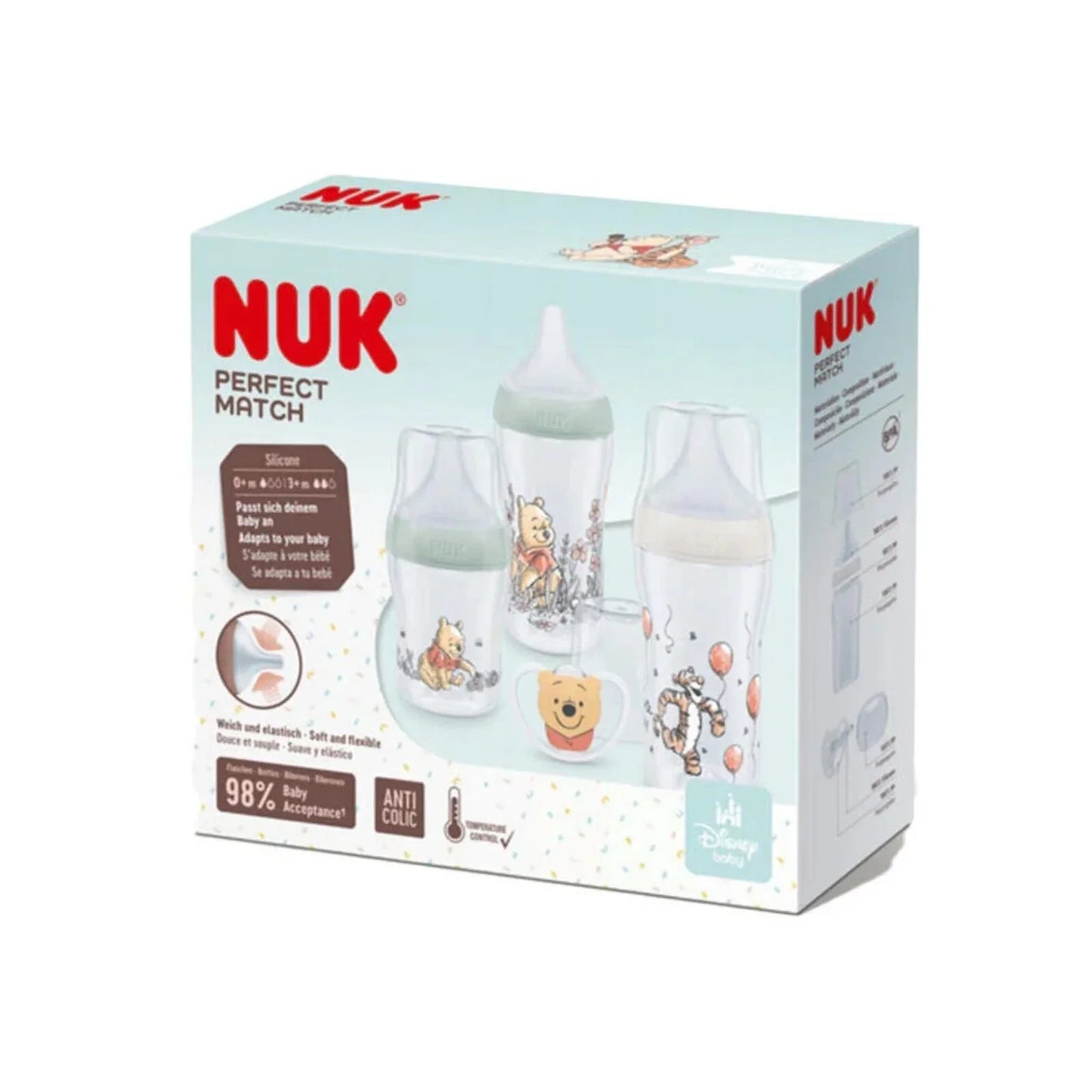 NUK Anti-Colic Perfect Match Starter Set Pack of 4 - Winnie the Pooh