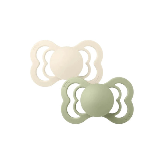 BIBS Supreme Latex Soothers 6+ months Pack of 2 - Ivory & Sage