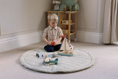 Ralphie Bear Sage Green Gingham Quilted Playmat