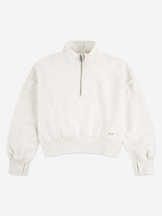 Abercrombie & Fitch Girls Essential 1/4 Zip Pullover in Ivory