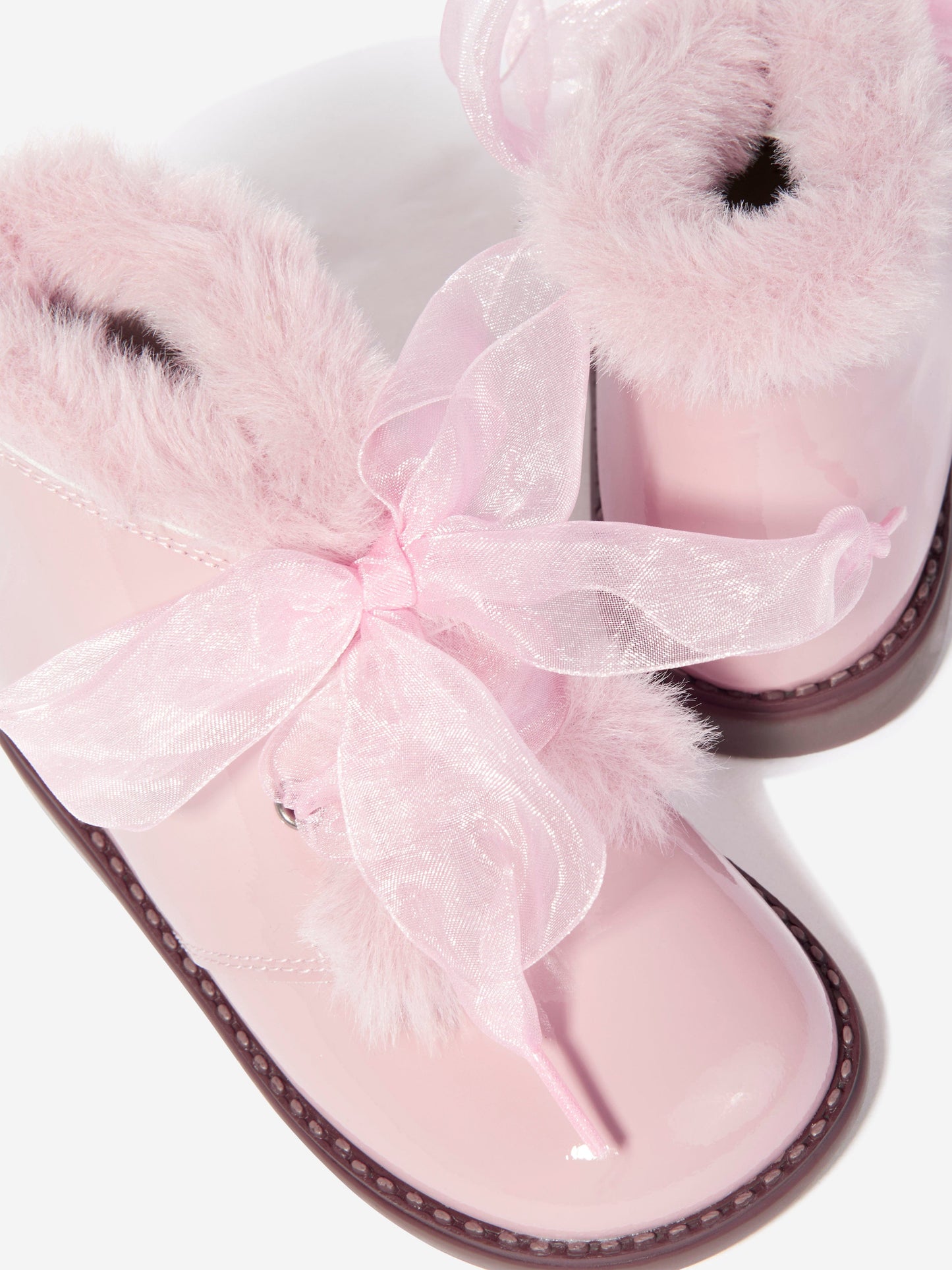 Andanines Girls Patent Leather Boots in Pink