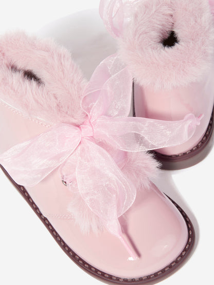 Andanines Girls Patent Leather Boots in Pink