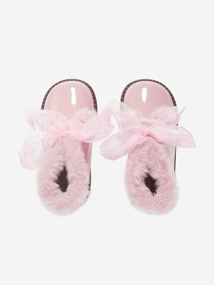 Andanines Girls Patent Leather Boots in Pink