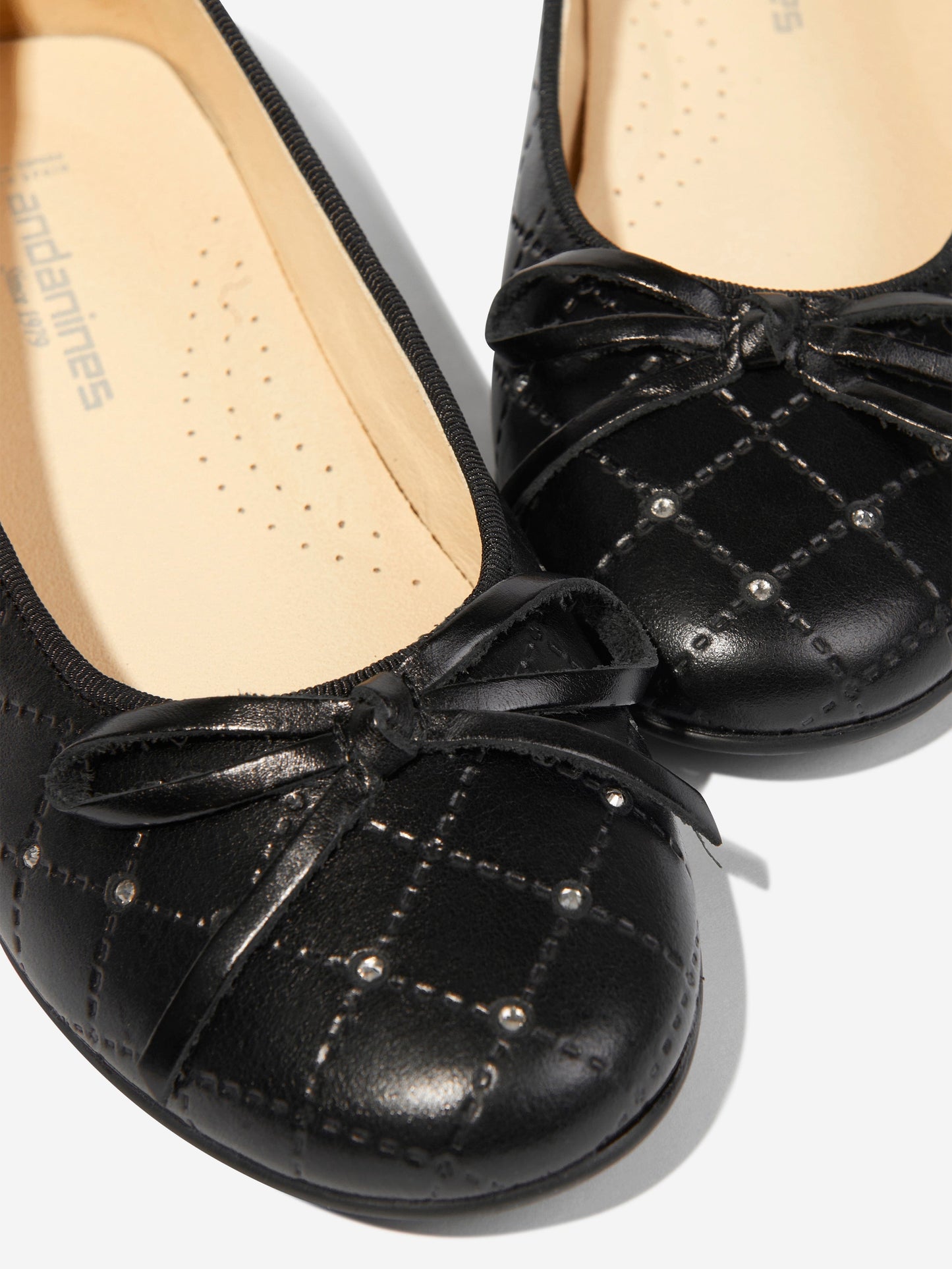 Andanines Girls Leather Ballerinas in Black