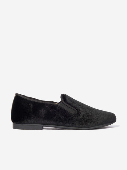 Andanines Boys Velvet Loafers in Black