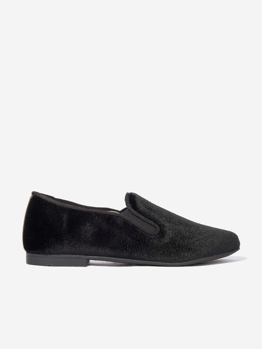 Andanines Boys Velvet Loafers in Black