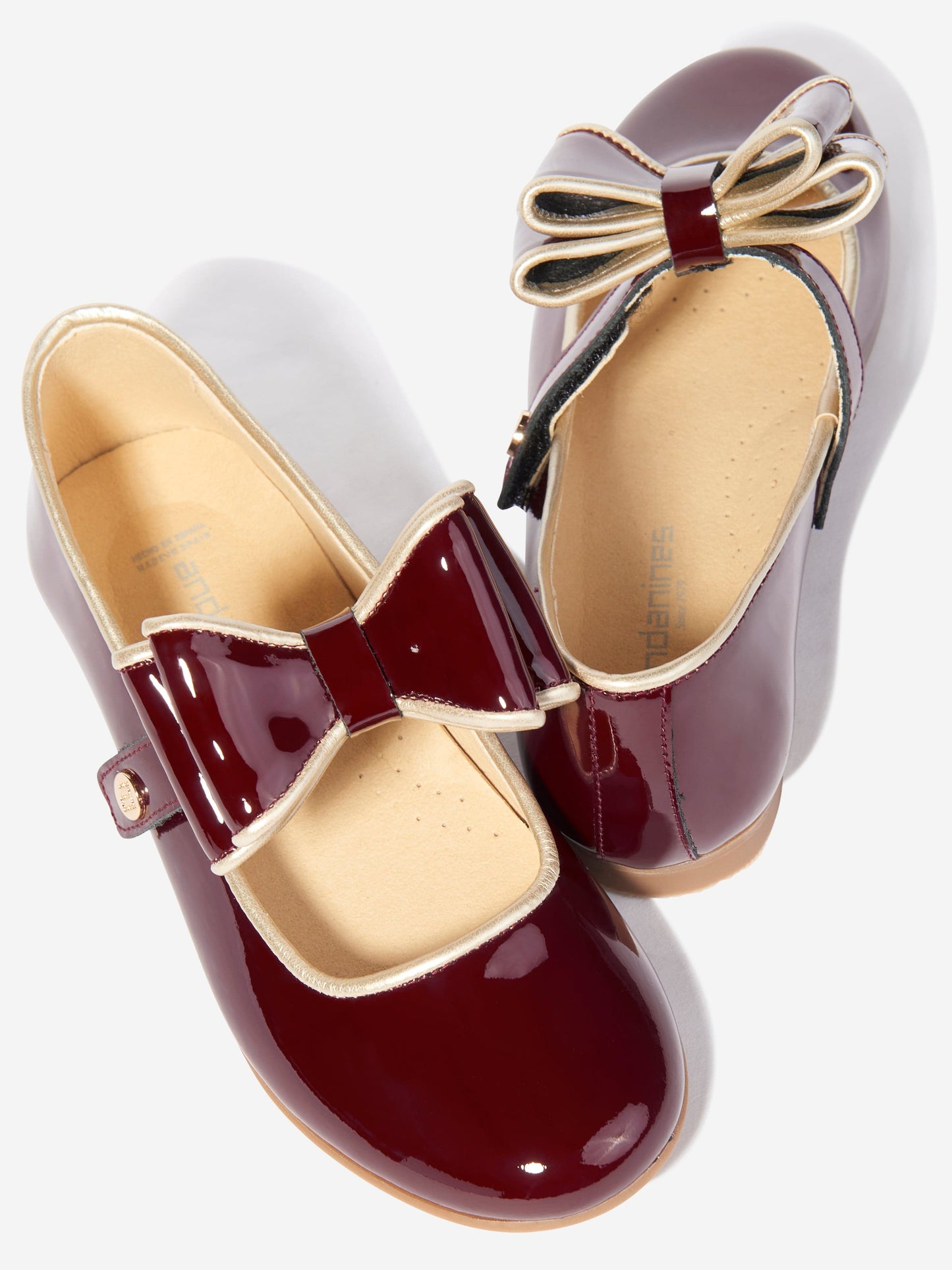 Andanines Girls Leather Mary Jane Bow Shoes in Red