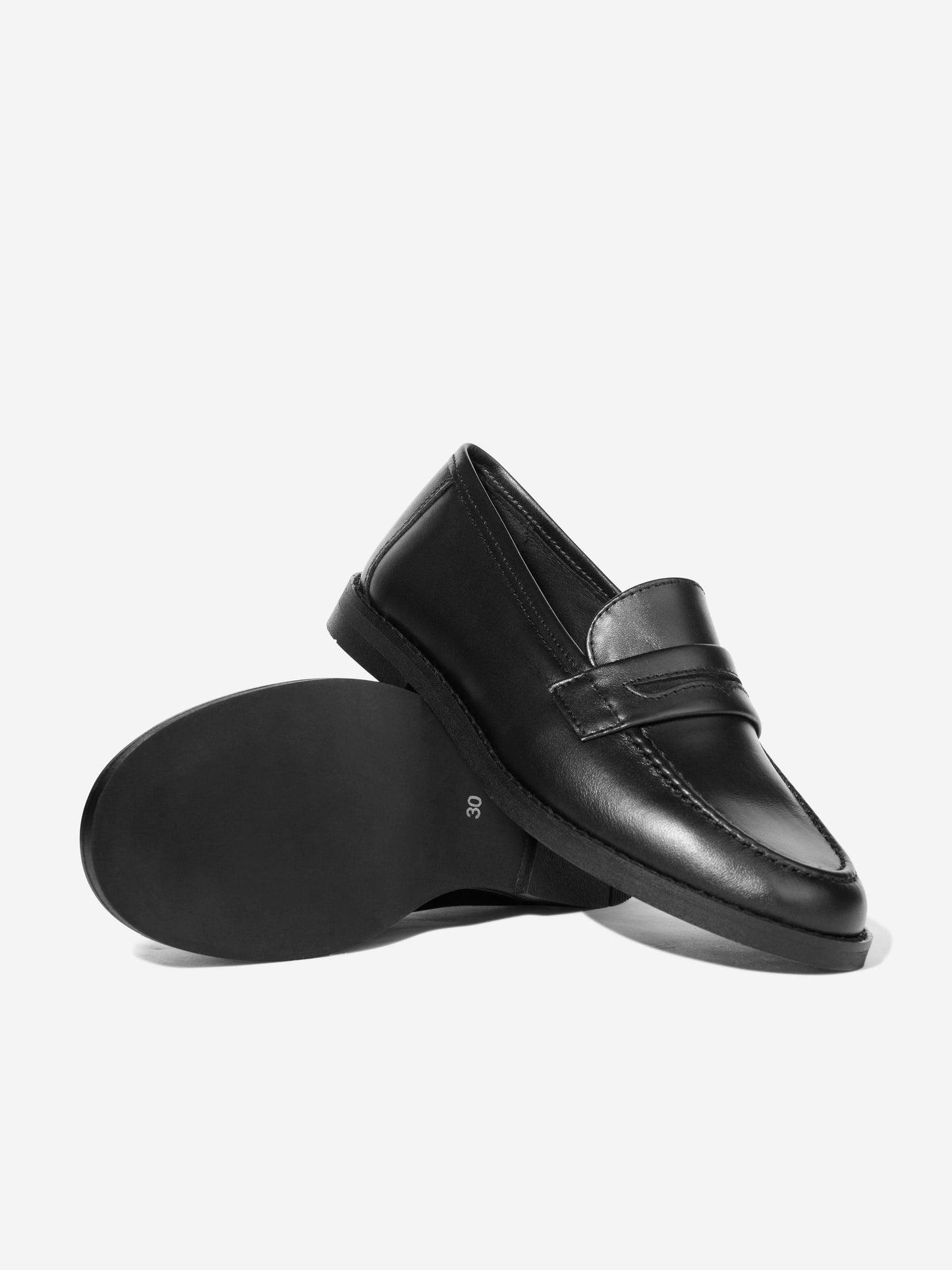 Andanines Boys Leather Loafers in Black