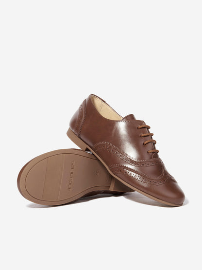 Andanines Boys Leather Lace Up Shoes in Brown